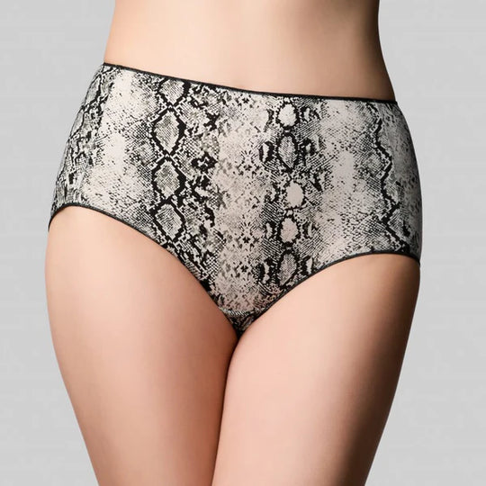 The Knicker Classic Full Brief - Ivory Snake