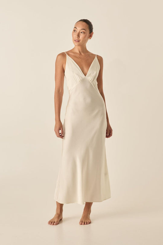 Long Satin Chemise - Ivory
