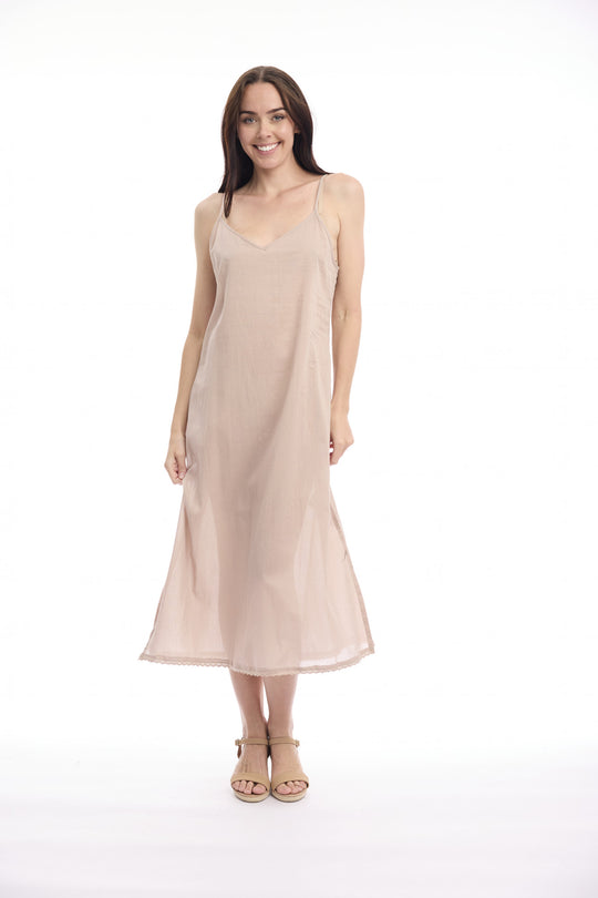 Cotton Maxi Length Slip - Nude