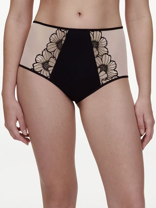Lush High Waisted Full Brief - Black/Soft Pink