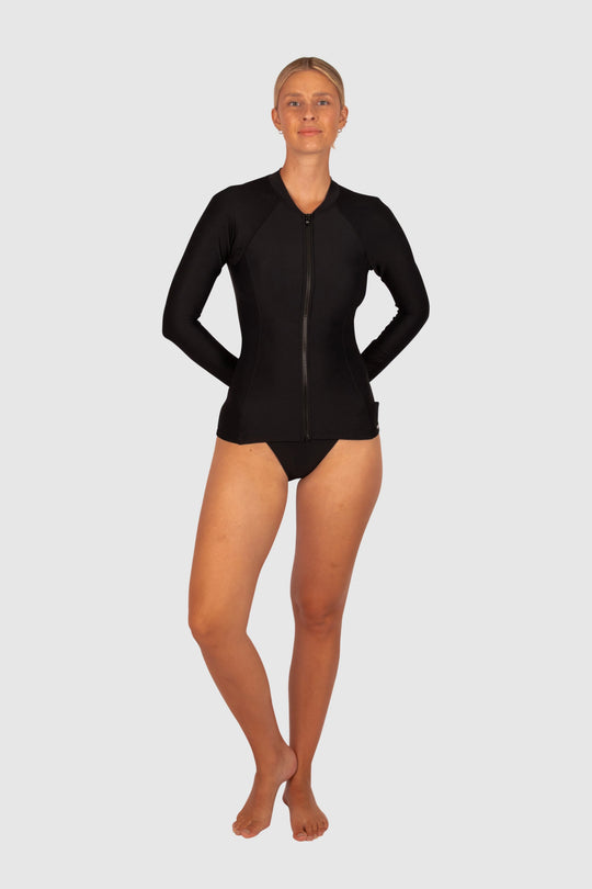 Rococco Longsleeve Rash Vest - Nero (Black)