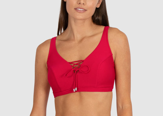 Rococco E-G Lace Up Bra - Cherry