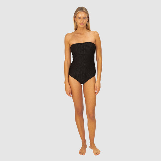 Crochet C-D Bandeau One Piece - Black