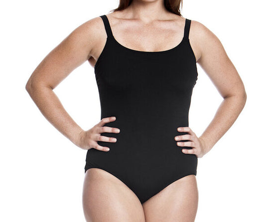 Scoop Neck One Piece Plain - Still Black