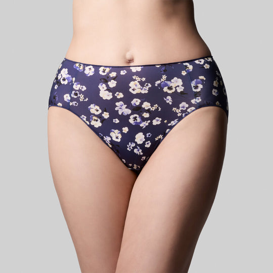 The Knicker Classic Hi Cut Brief - Indigo Pansy