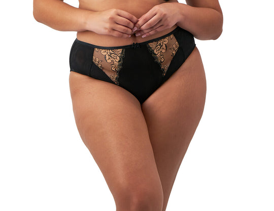 Teagan High Leg Brief - Black/Almond