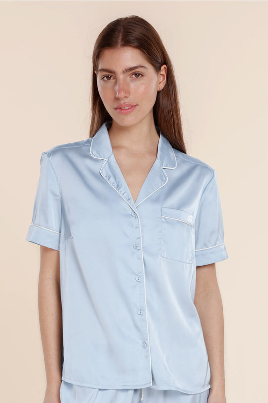 Sonia Satin Short Pyjama Set - Blue