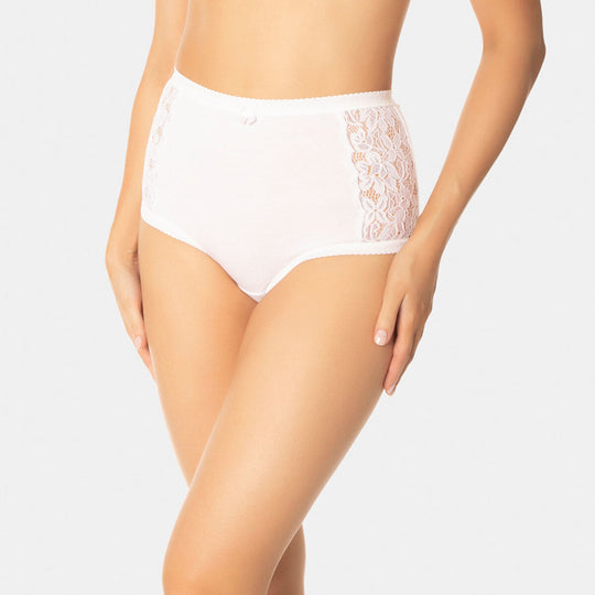 Cotton and Lace Full Brief - White