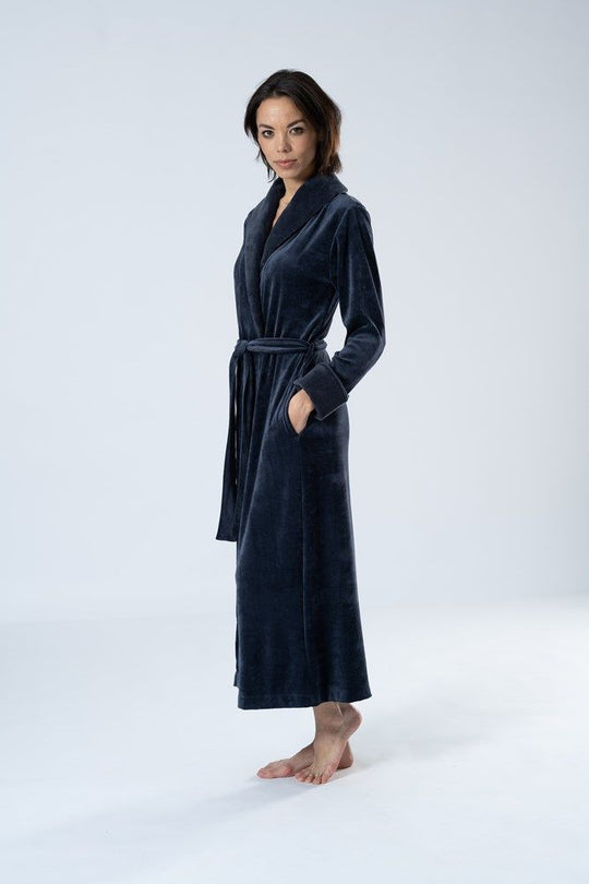 Aspen Bamboo Niki Long Robe - Navy