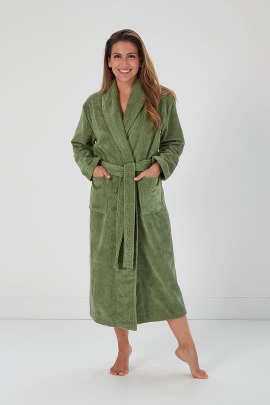 Freya Towelling Wrap Gown - Green