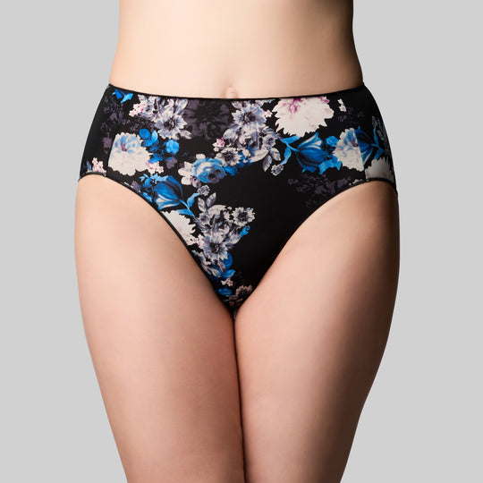 The Knicker Classic Hi Cut Brief - Midnight Bloom