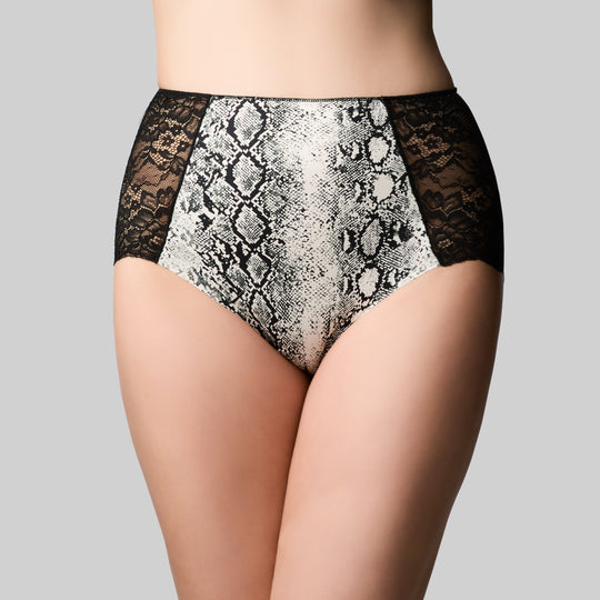 The Knicker Precision And Lace Full Brief - Ivory Snake