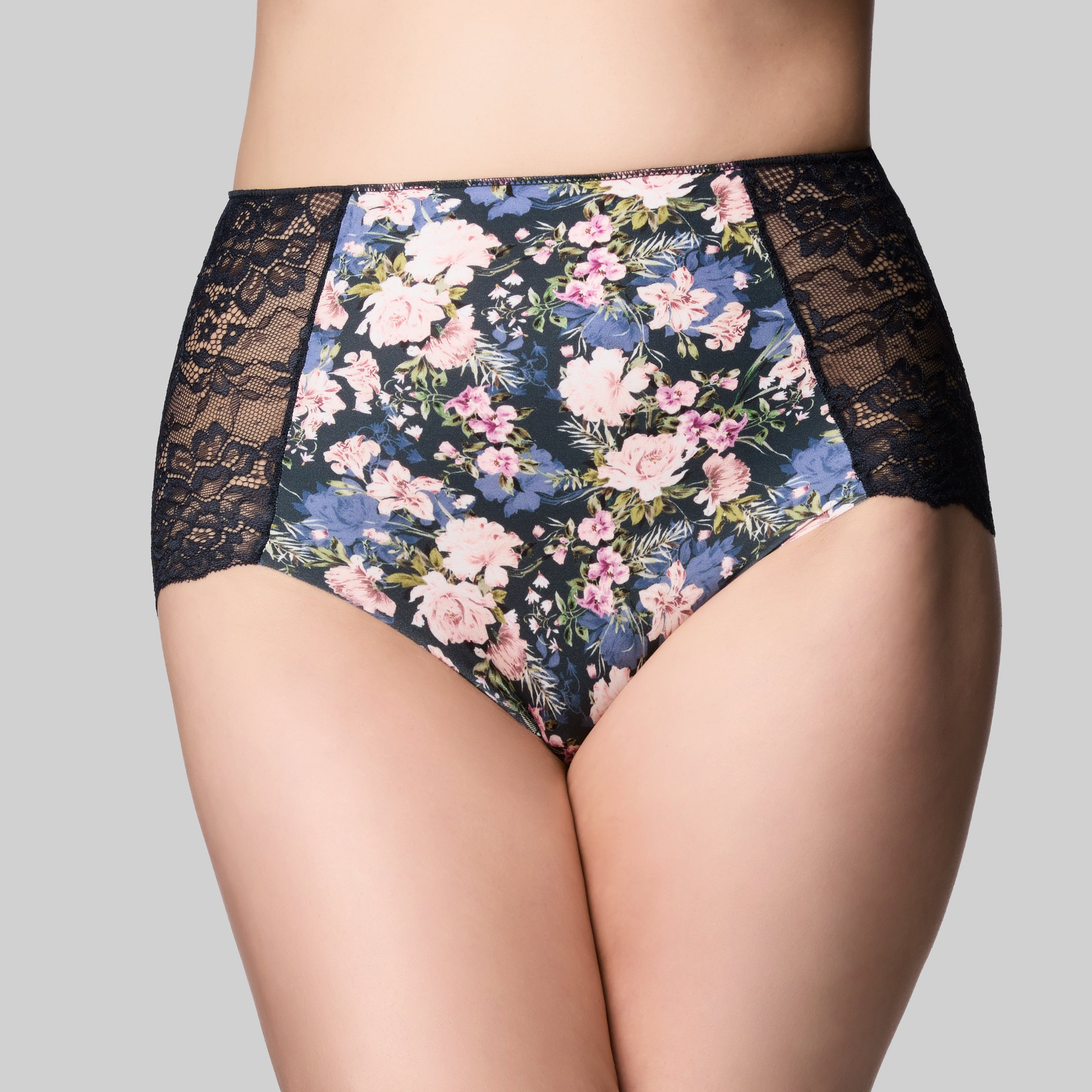 The Knicker Precision And Lace Full Brief - Navy Floral