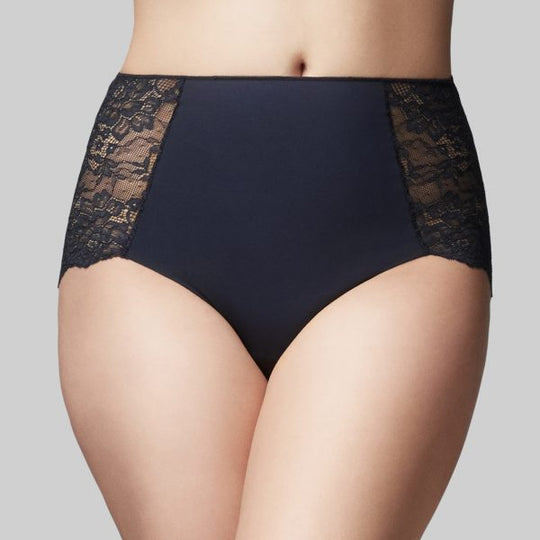 The Knicker Precision And Lace Full Brief - Navy
