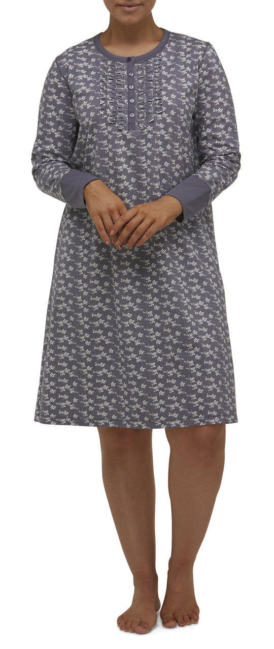 Ditsy Ruffle Dress - Gunmetal