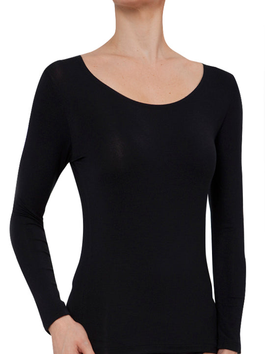 Wool Thermal Long Sleeve Spencer - Black