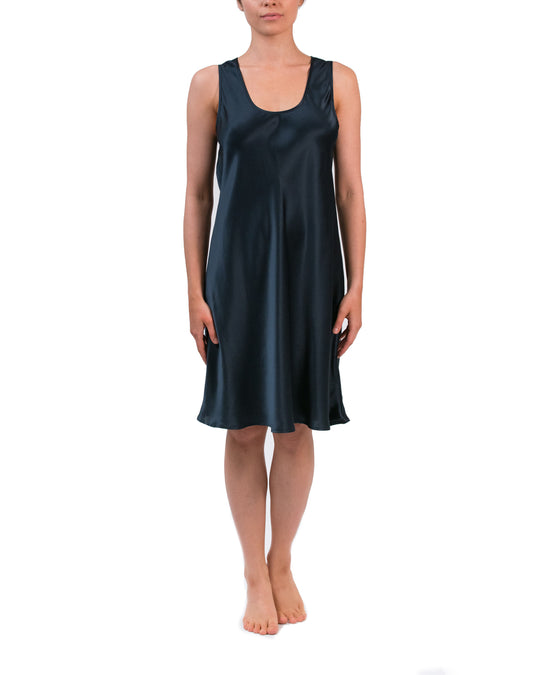 Mono Silk Short Nightie - Navy
