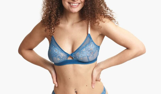 24-7 Lace Non Padded Tri Bra - Blue