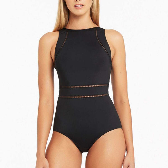 Essentials High Neck Multifit One Piece - Black