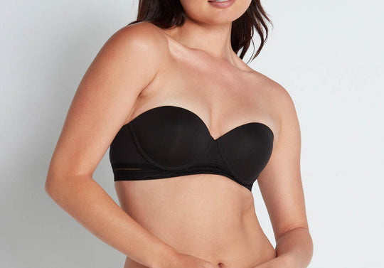 Stripe Elastic And Paper Touch Strapless - Black