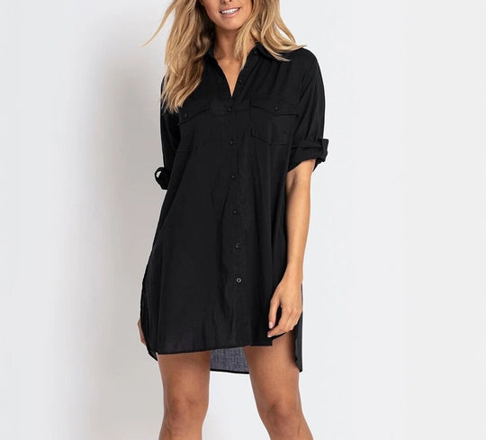 Resort Classic Longline Shirt - Black
