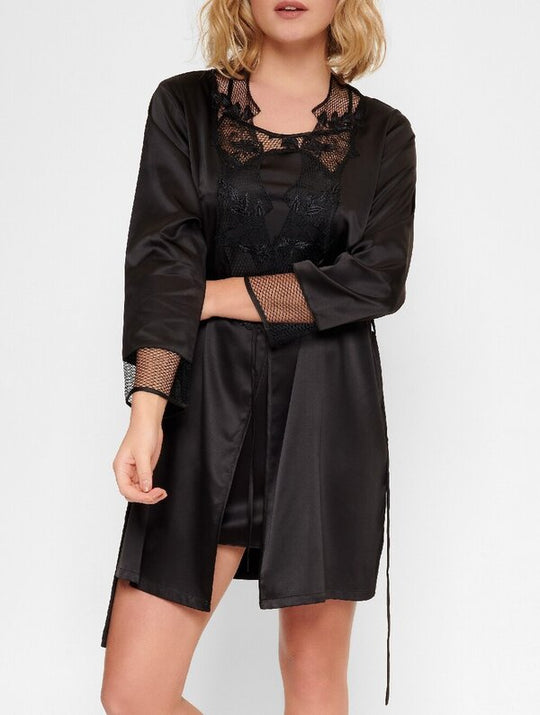 Black Flower Kimono - Black