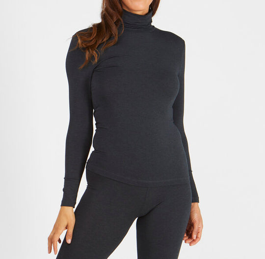 Turtle Neck Long Sleeve Marle - Graphite Marle