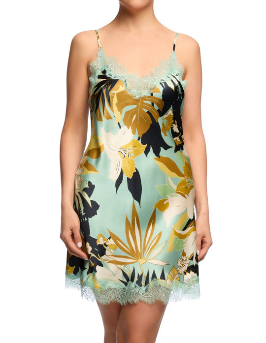 Scarlett Silk Chemise Print - Havana Tropical Turquoise