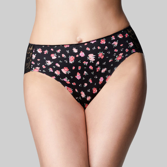 The Knicker Precision And Lace Hi Cut Brief - Rosebud