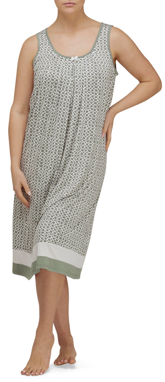 Geo Circles Sleeveless Nightie - Sage